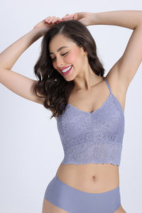 Zivame Double Layered Non Wired High Coverage Bralette - Silver Bullet — thumbnail 6